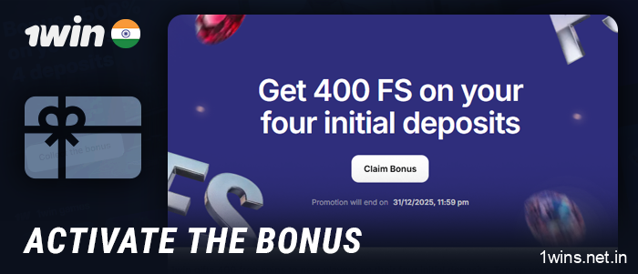 Select and activate your bonus at 1Win online casino